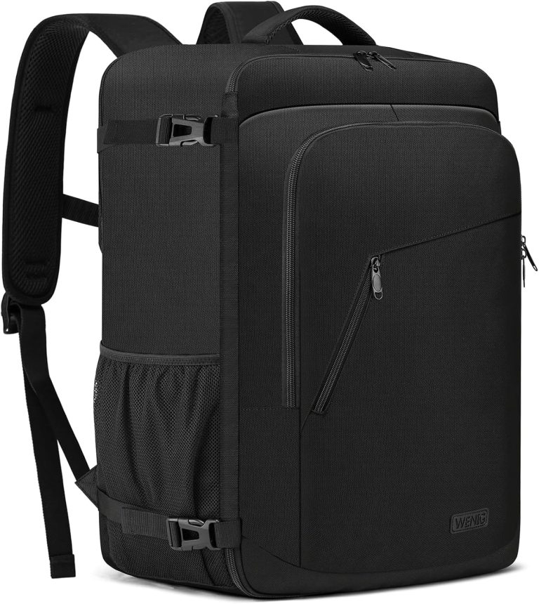 Bagage Cabine 55x35x25 Sac à Dos Voyage Cabine Avion 48L pour Air France Bagage à Main avec USB Charging Port Sac à Dos Ordinateur Portable 18.4 Pouces Homme Femme Noir
