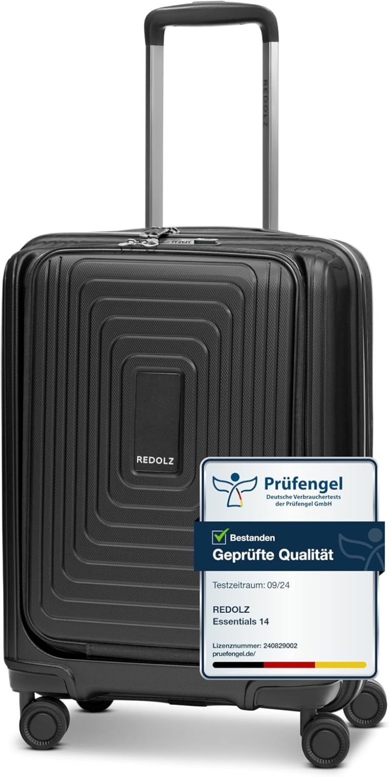 REDOLZ Bagage Cabine avec Compartiment Ordinateur | Valise Ultra-légère 40x23x55cm avec Ouverture Frontale | Extensible de 45 à 55L (Essentials 14)
