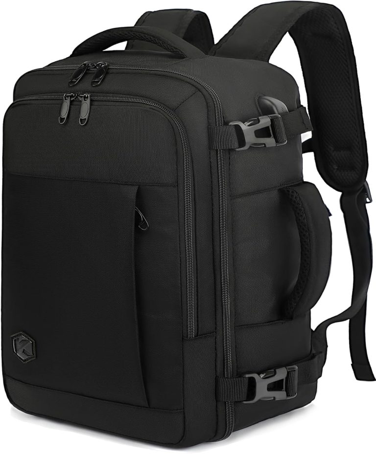 VANKEV Bagage Cabine 45x36x20 Pour easyJet Sac à Dos Voyage, 30L Cabine Avion Bagage à Main, Pour Ordinateur Portable 15,6 Pouces, Noir